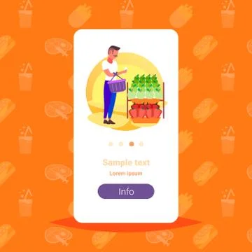 Man customer checking shopping list choosing fruits food big grocery shop Ilustração Stock