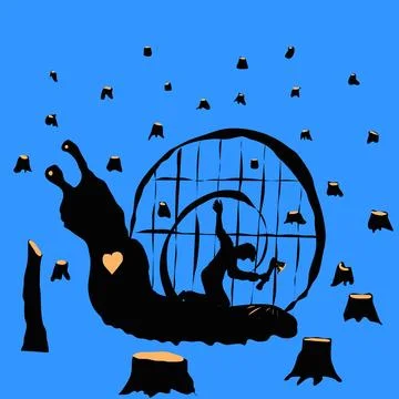 A man cut down trees and for this, a natural fishing rod put him in jail Stock Illustration