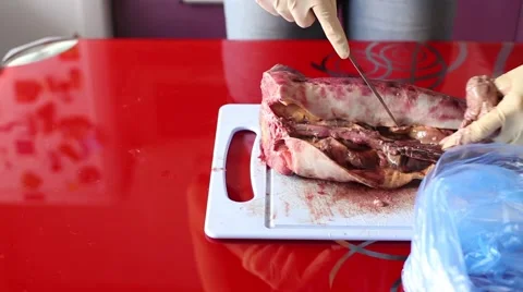 Man Cut Up the Fish Stock Footage 63665515