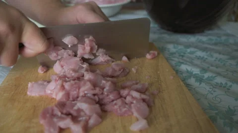 Man cut fresh meat Stock Footage 66532186