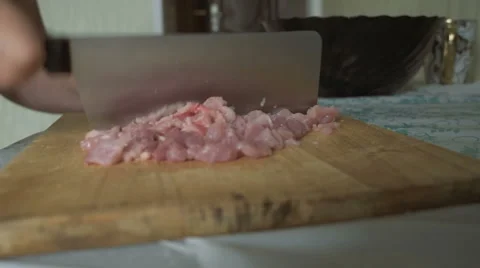 Man cut fresh meat Stock Footage 66532249