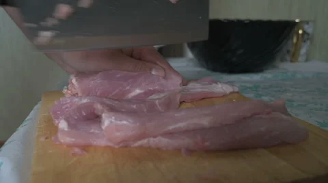 Man cut fresh meat Stock Footage 66532536