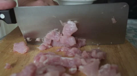 Man cut fresh meat Stock Footage 66532673