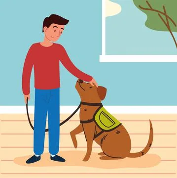 Man with a cute dog Stock Illustration