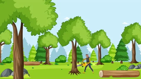 The Man Cuts Down The Tree Stock Footage 232330787