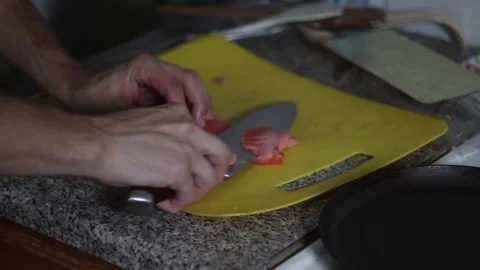 Man cuts fish 스톡 동영상 118069203