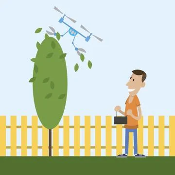 Man cuts tree illustration Stock Illustration