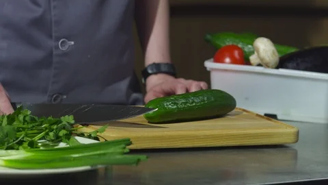 Man cuts vegetables Stock-Footage 93805387