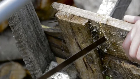 Man cutting construction wood Stock Footage 110774146