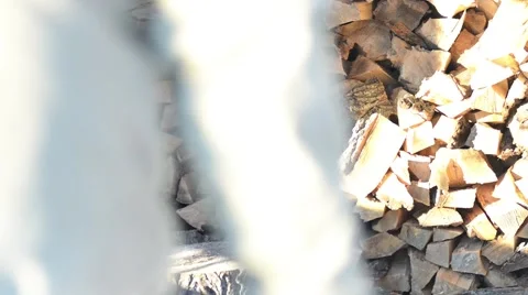 Man is cutting firewood. Stock Footage 46540159