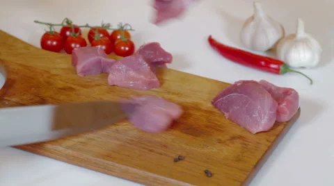 Man cutting fresh meat Stock-Footage 59758913