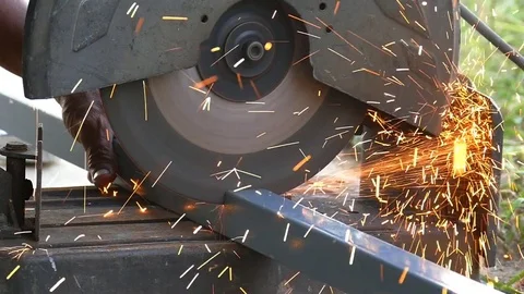 Man cutting iron ,slow motion Stock Footage 71121658