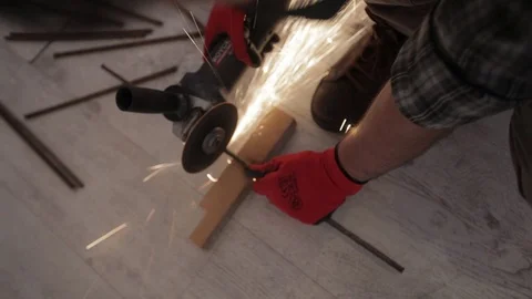 A man cutting metal Stock Footage 86798437