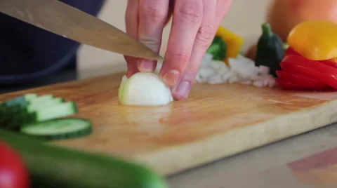 Man cutting onion Stock Footage 41015213