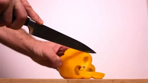 Man Cutting Peppers Stock Footage 10755776