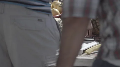 Man Cutting Pineapple From Behind Cinematic 스톡 동영상 47461049