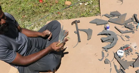 Man Cutting Rubber Molds Stock Footage 292087712