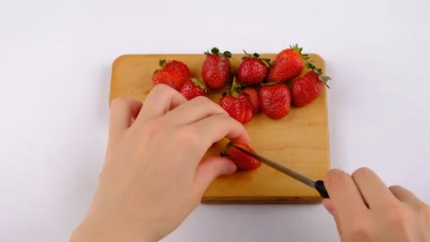 Man cutting strawberry Stock Footage 236201107