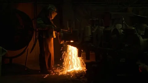 Man with Cutting Torch Stock Footage 84616176