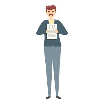 Man cv icon cartoon . Computer laptop Stock Illustration