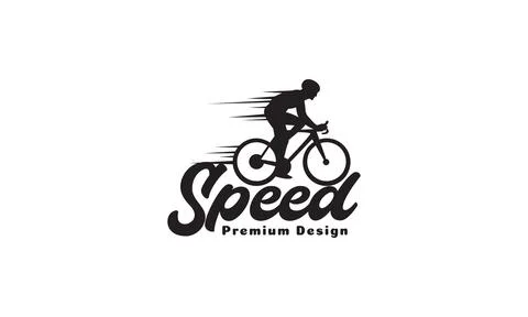 Man cycling fast logo vector icon illustration design Stock Illustration