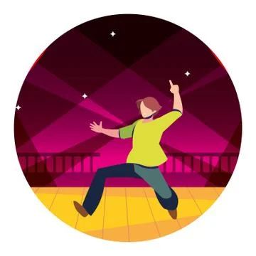 Man on the dance floor, party, dancing club, music and nightlife Stock Illustration