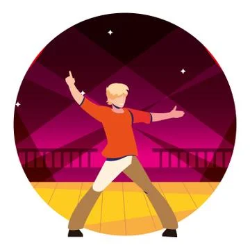 Man on the dance floor, party, dancing club, music and nightlife Stock Illustration