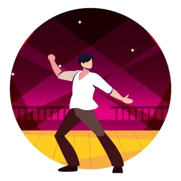 Man on the dance floor, party, dancing club, music and nightlife Stock Illustration