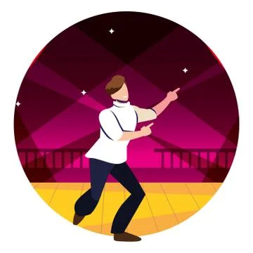 Man on the dance floor, party, dancing club, music and nightlife Stock Illustration