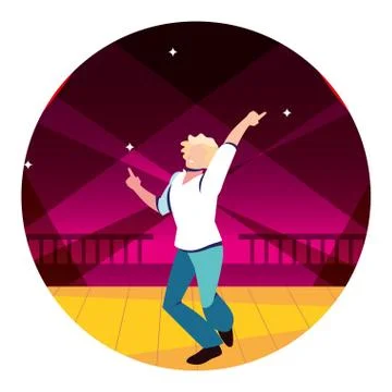 Man on the dance floor, party, dancing club, music and nightlife Stock Illustration