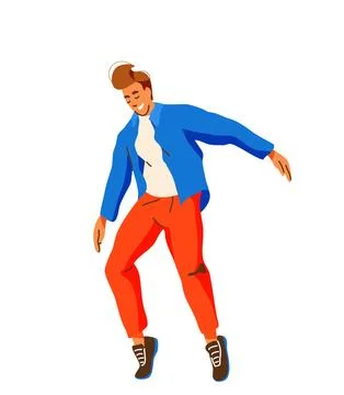 Man dance hip hop vector illustration. Handsome male dancer in balance fingertip Stock Illustration