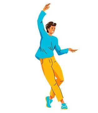 Man dance vector illustration. Handsome male dancer in balance pose. Youth Stock Illustration
