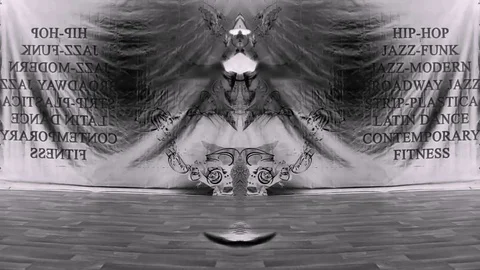 Man Dancer In Abstract Performance At Black White Art On The Front Viewing Stock Footage 90518791