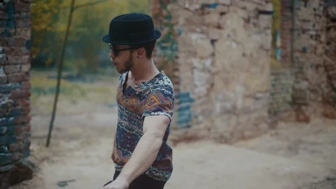 Man dancing in abandoned building Stock Footage 117916679