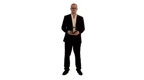 Man dancing against white background - dancer isolated - music headphones Video stock 64800219