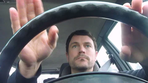 Man Dancing In Car While Driving Stock Footage 44785713