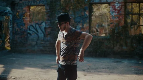 Man dancing in empty building Stock Footage 117916756