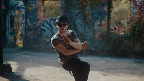 Man dancing in empty building Stock Footage 117916875