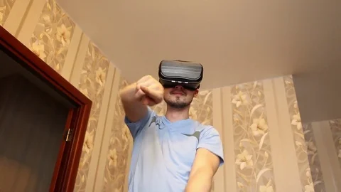Man dancing with glasses of virtual reality Stock Footage 72582836