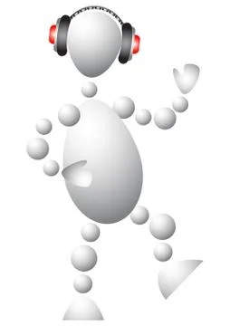 Man is dancing in head-phones Stock Illustration