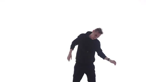 Man dancing hip hop, freestyle, street dance, medium long shot, isolated Stock Footage 130326598