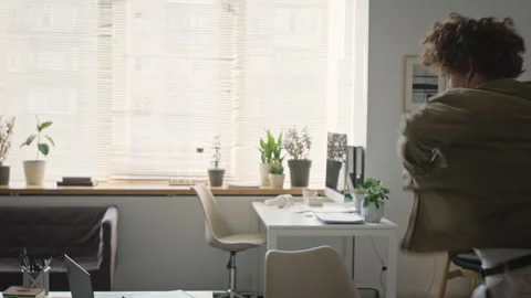 Man Dancing with Joy in Office Celebrating Work Success Stock Footage 345249594