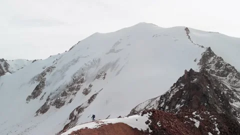 Man dancing in the mountain summit aerial landscape Stock Footage 171224957