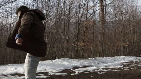 Man dancing in the mountains in spring season Video stock 82657364