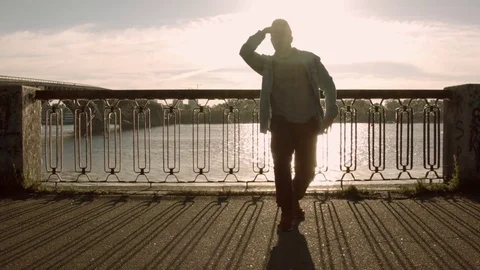 Man dancing near the river Video stock 79661980