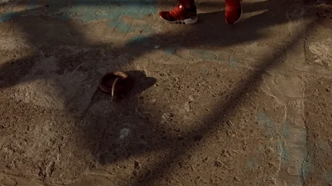 Man dancing in near the wall at dawn. Video stock 79698221