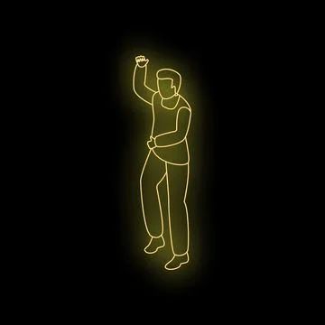 Man dancing with neon light effect on black background Stock Illustration