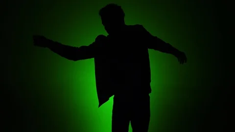 Man dancing silhouette green background 2 Stock Footage 90782830
