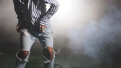 Man dancing street dance isolated in studio Stock Footage 120700845