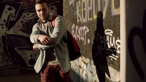 Man dancing in an underpass Stock-Footage 79594641
